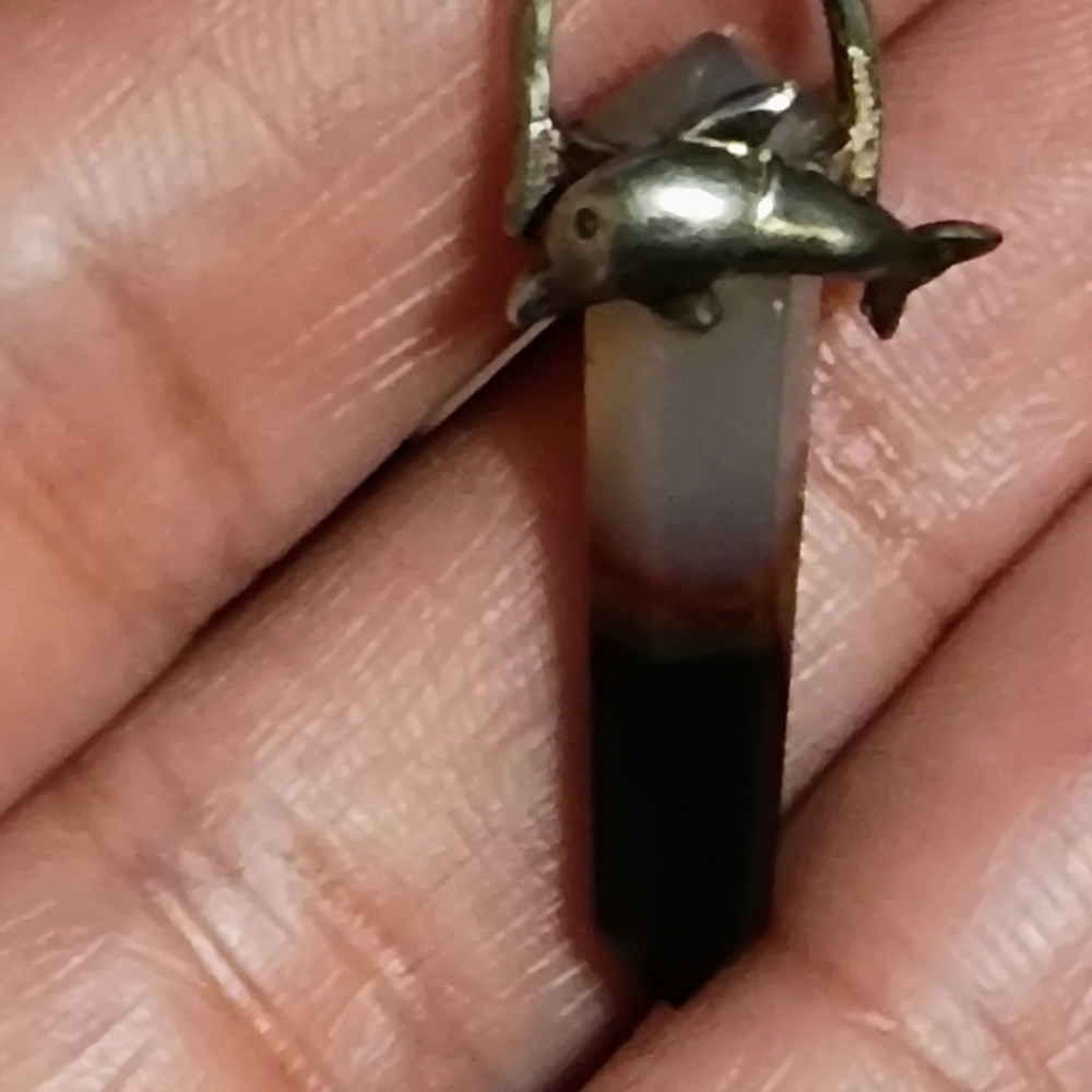 Vintage 1" Silver Dolphin Crystal Necklace Pendant
